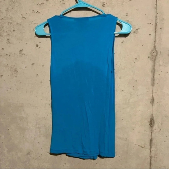 Ralph Lauren Women’s M Blue Faux Wrap Ruffle 100% Viscose Tank Top Sleeveless - Picture 3 of 5